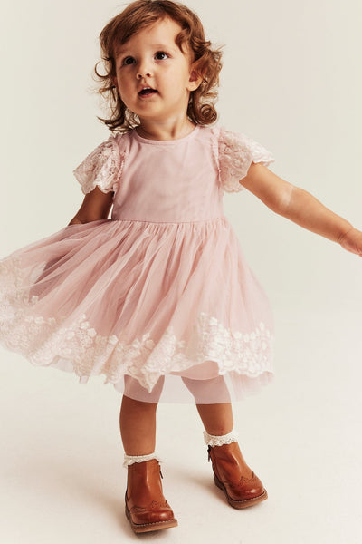 Baby pink embroidered tutu dress