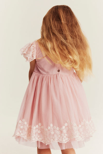 Kids pink embroidered tutu dress