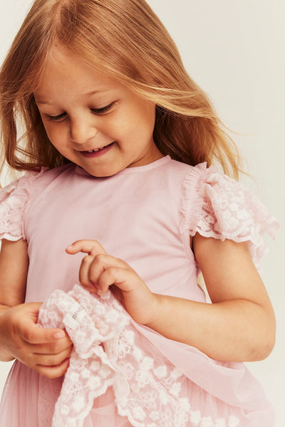 Kids pink embroidered tutu dress