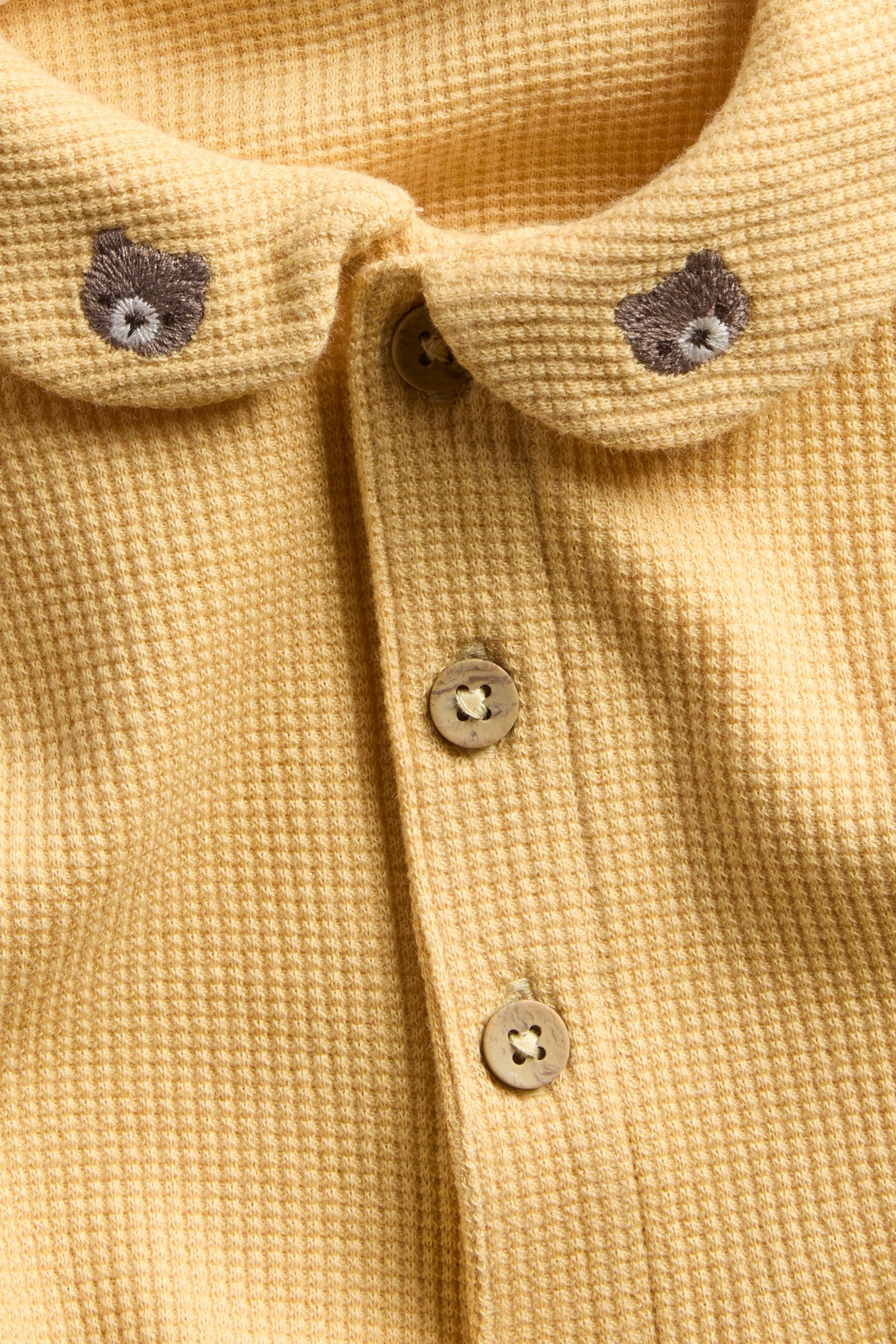 Baby yellow long sleeve waffle bodysuit