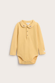 Baby yellow long sleeve waffle bodysuit