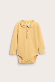 Baby yellow long sleeve waffle bodysuit
