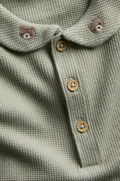 Baby green long sleeve waffle bodysuit