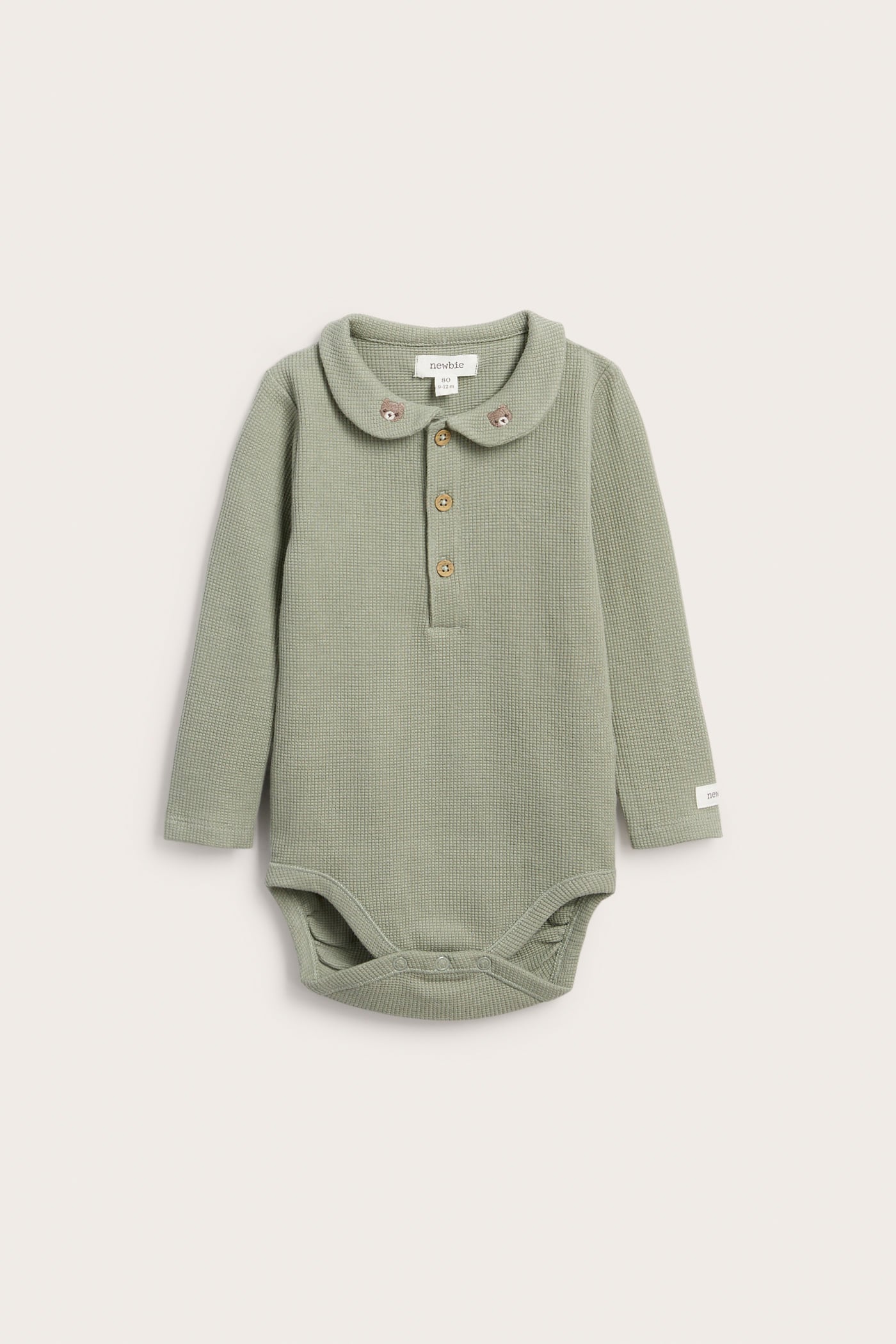 Baby green long sleeve waffle bodysuit