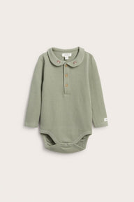 Baby green long sleeve waffle bodysuit