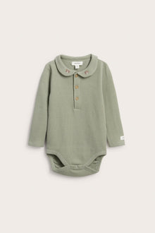 Baby green long sleeve waffle bodysuit