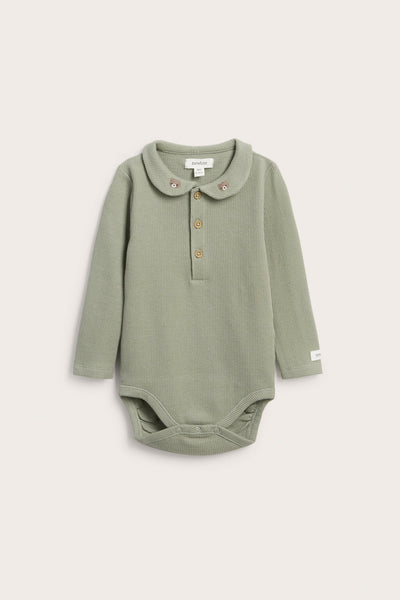 Baby green long sleeve waffle bodysuit