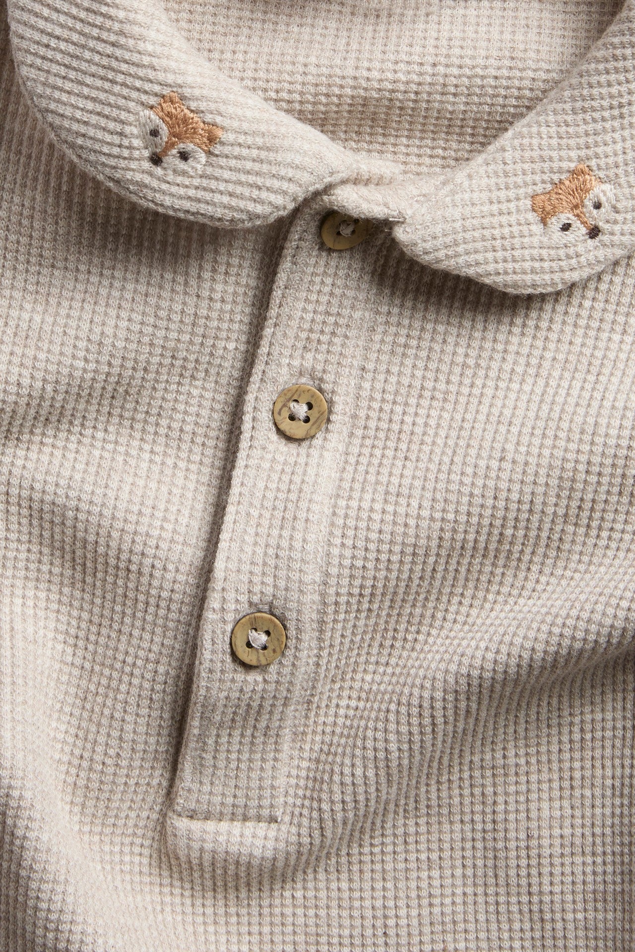 Baby beige long sleeve waffle bodysuit