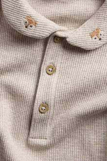 Baby beige long sleeve waffle bodysuit