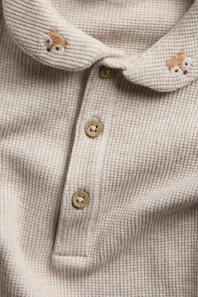 Baby beige long sleeve waffle bodysuit