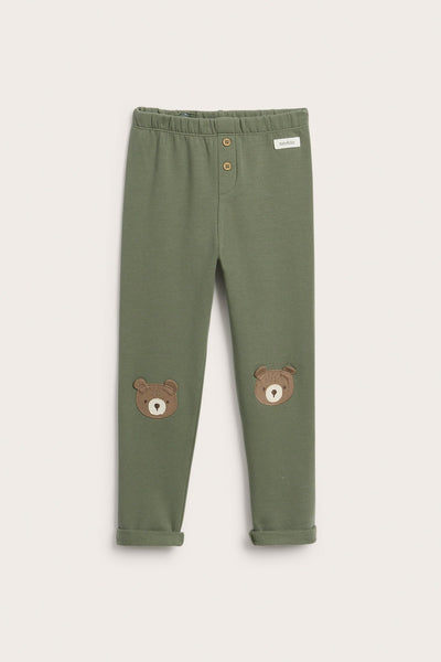 Kids green leggings with bear knees