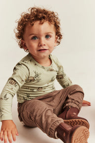 Baby green bodysuit with bear print