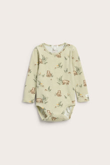Baby green bodysuit with bear print