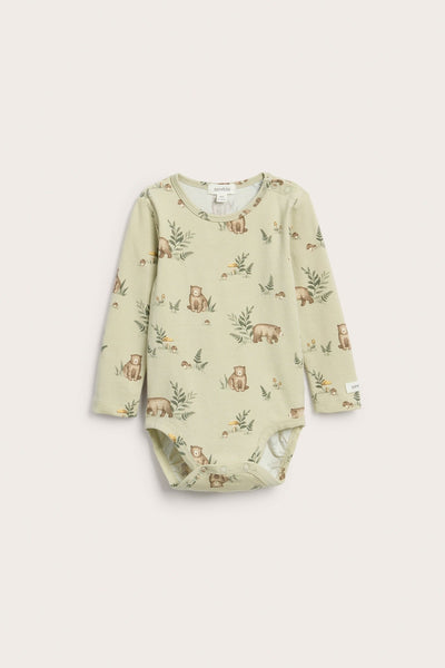 Baby green bodysuit with bear print