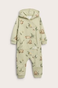 Baby green full-patterned jumpsuit