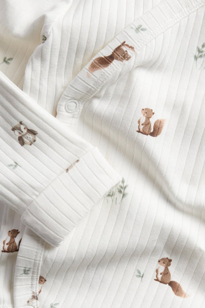 Baby white patterned ribbed bodysuit