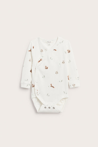 Baby white patterned ribbed bodysuit