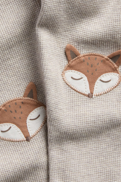 Baby beige waffle leggings with fox motif