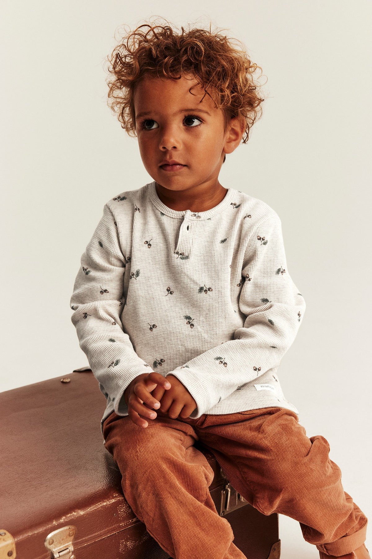 Baby & Kids beige long-sleeve waffle top
