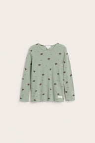 Kids green patterned long–sleeve wool top