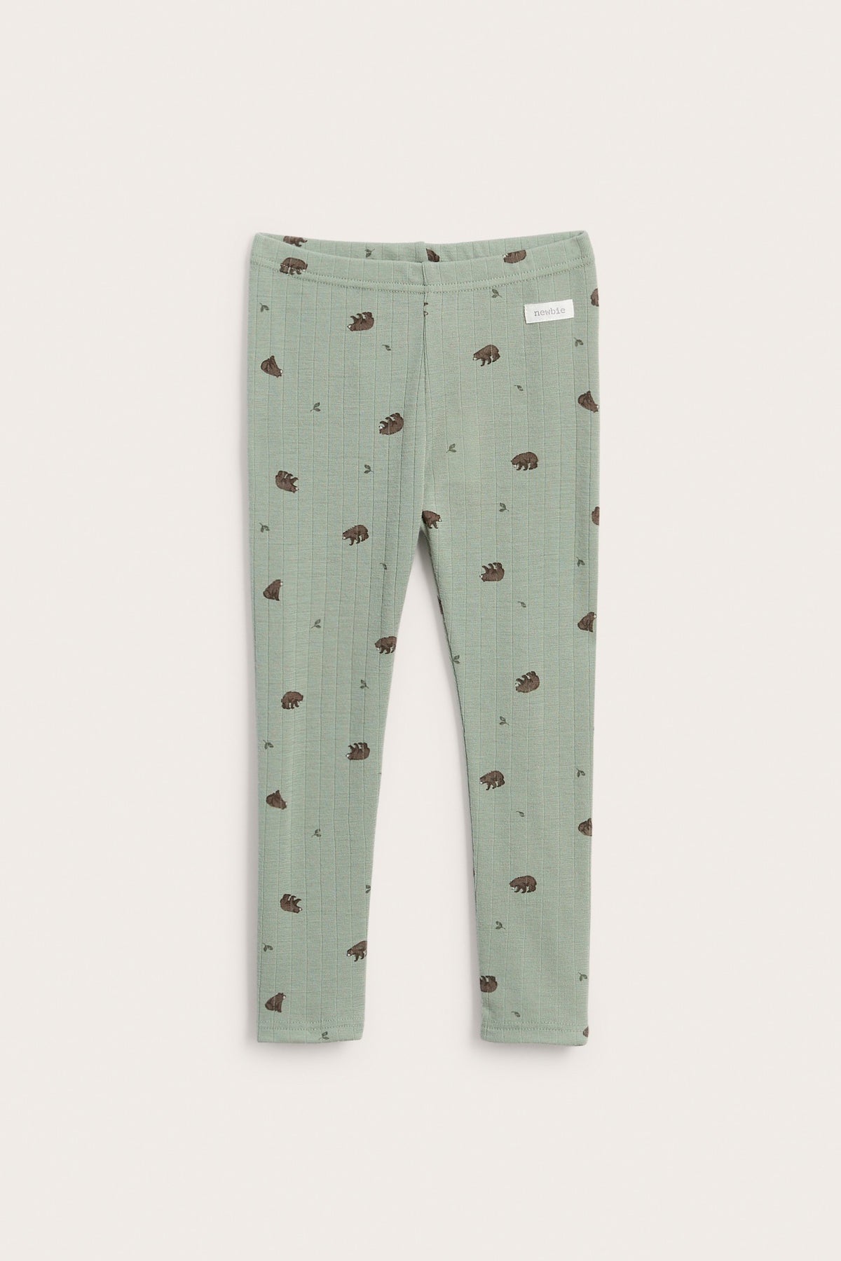 Kids green patterned wool leggings