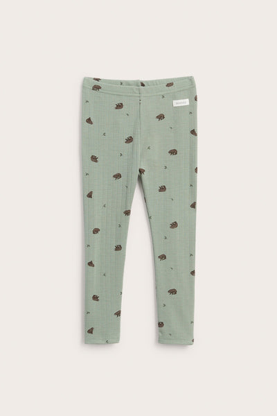 Kids green patterned wool leggings