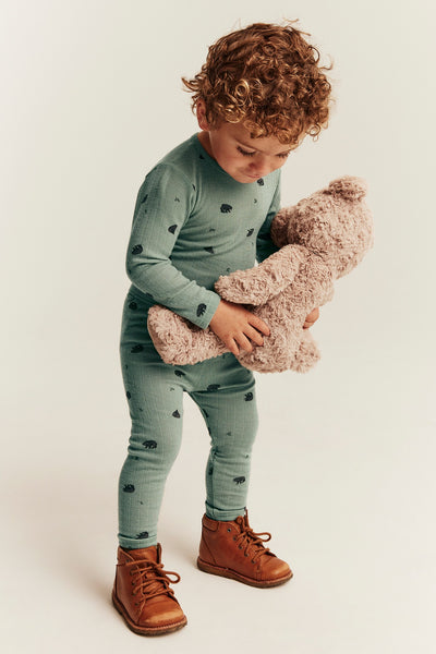 Baby green patterned wool leggings