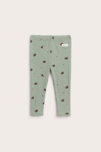 Baby green patterned wool leggings