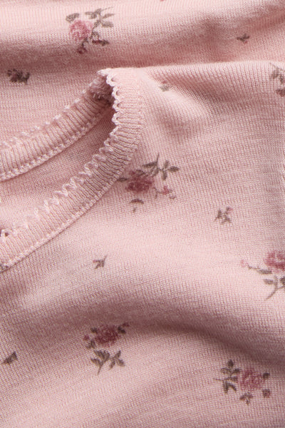 Kids pink floral long-sleeve wool top