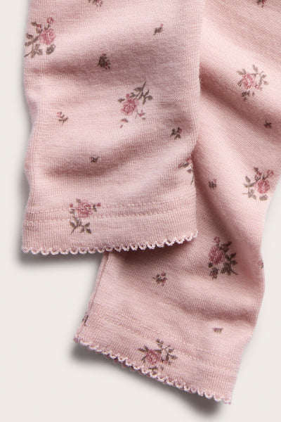 Kids pink floral wool leggings