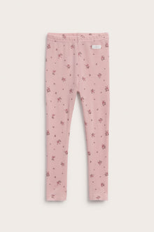 Kids pink floral wool leggings