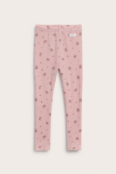 Kids pink floral wool leggings