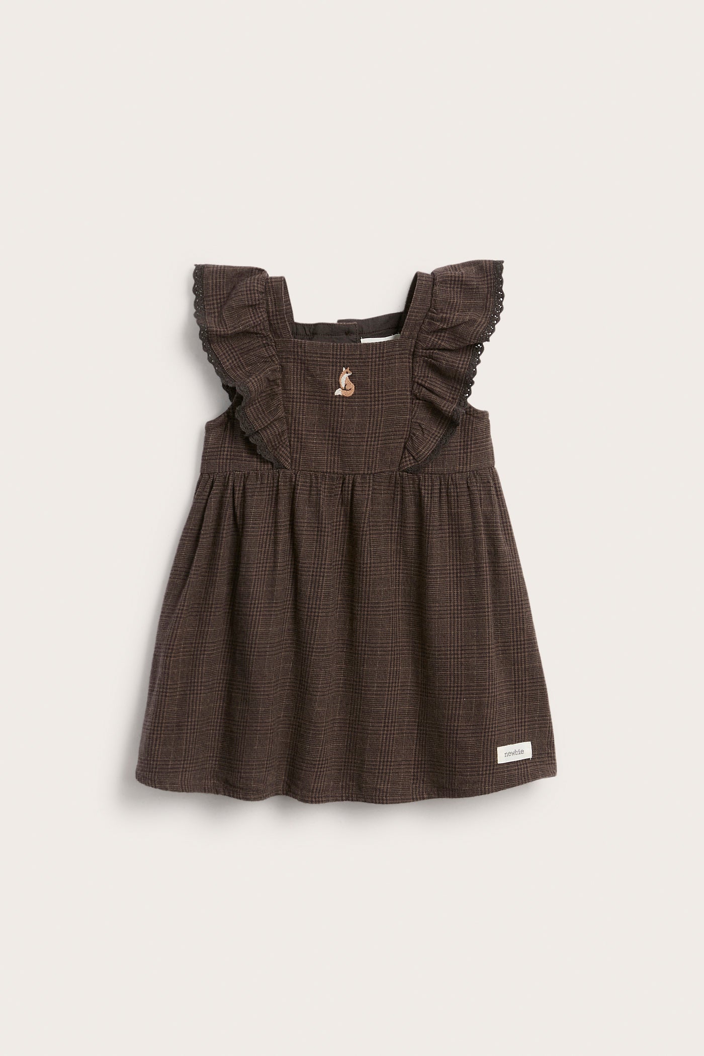 Baby brown checked frilled dress