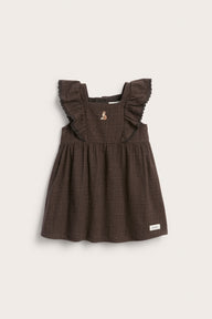 Baby brown checked frilled dress