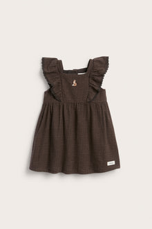 Baby brown checked frilled dress