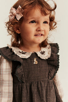 Baby brown checked frilled dress