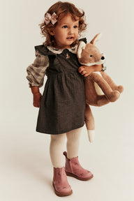 Baby brown checked frilled dress