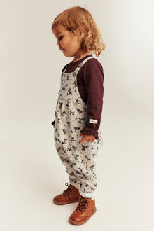 Baby beige floral dungarees