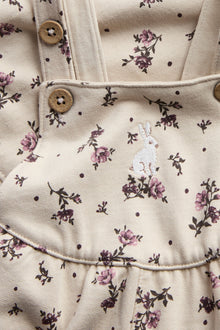 Baby beige floral dungarees