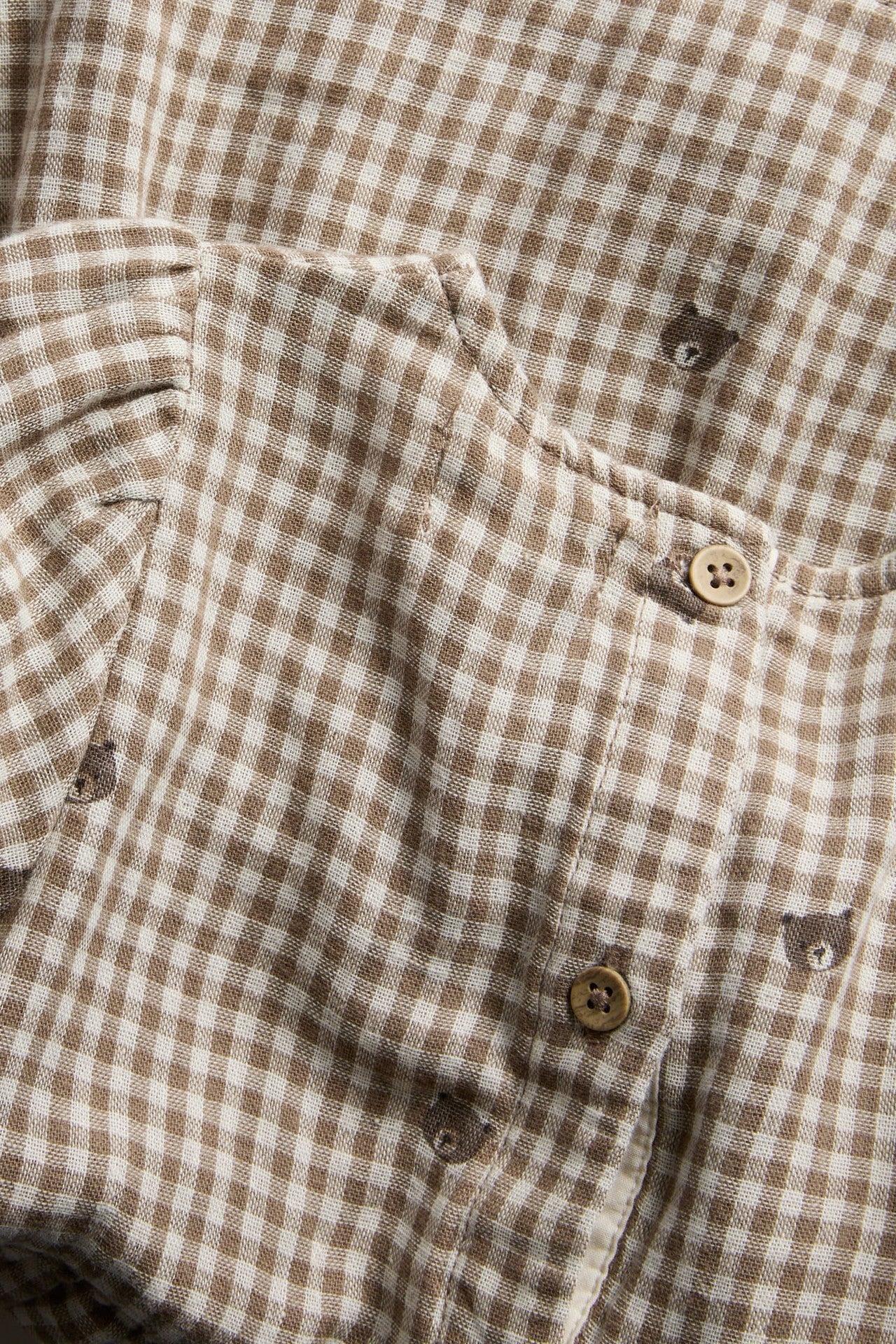 Baby checked dress with teddy bears