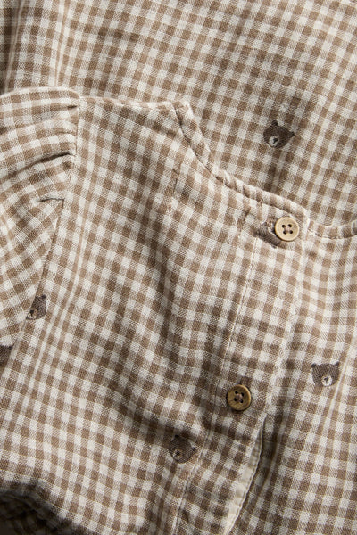 Baby checked dress with teddy bears