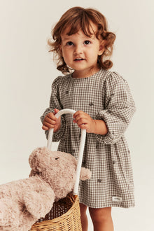 Baby checked dress with teddy bears