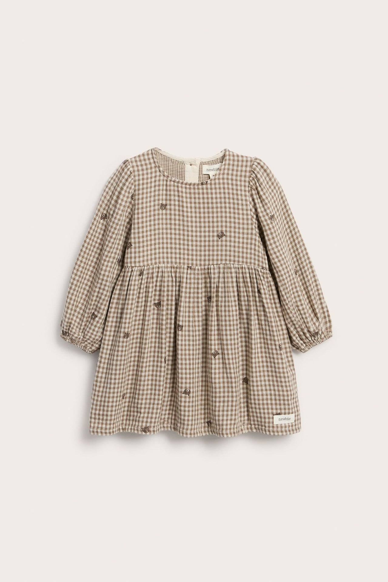 Baby checked dress with teddy bears