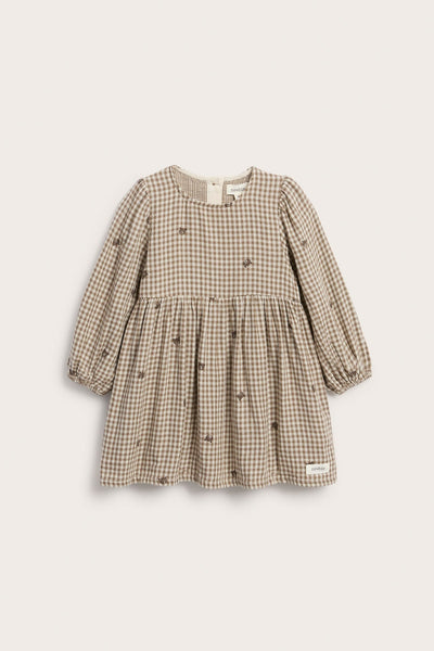 Baby checked dress with teddy bears