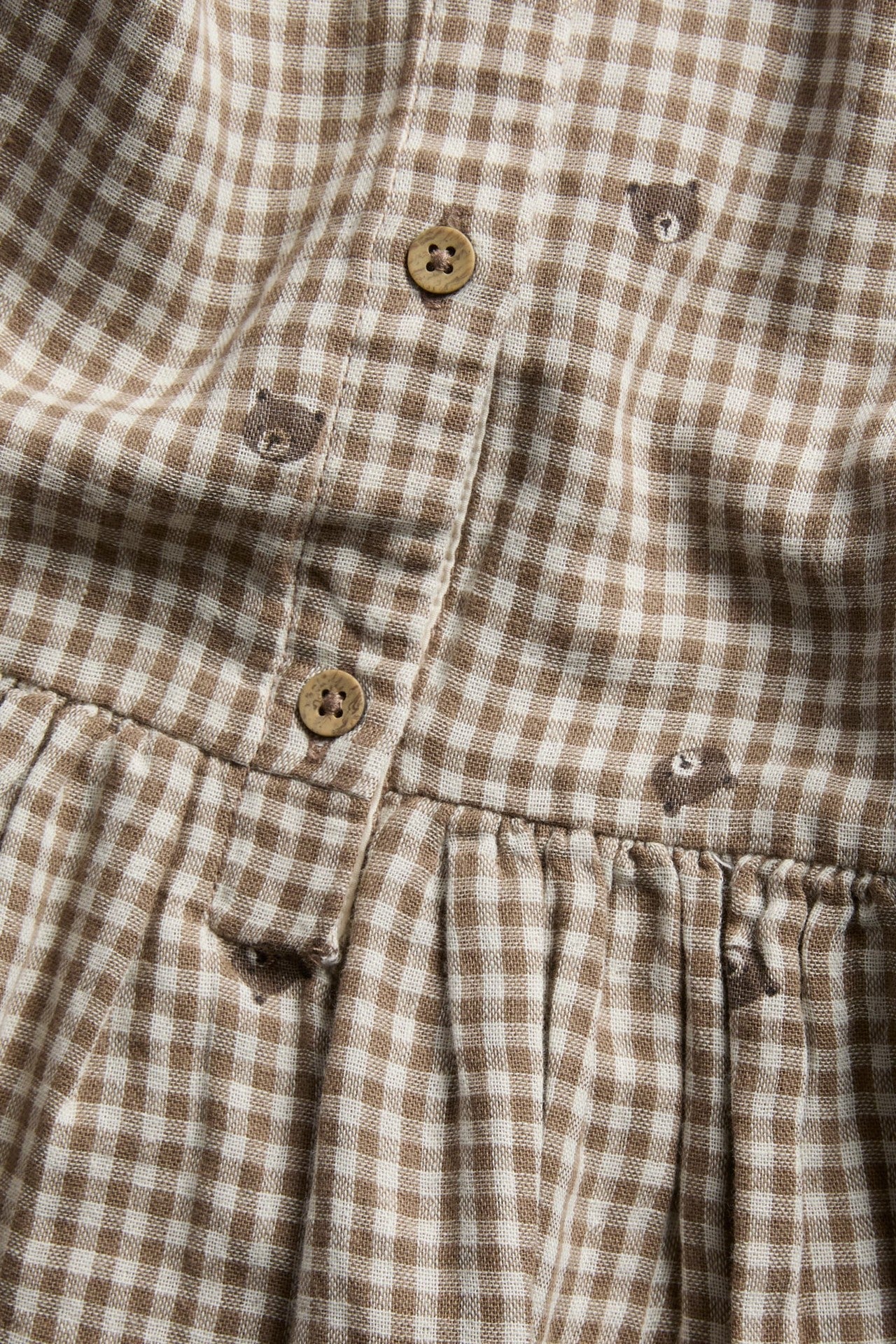 Kids checked dress with teddy bears