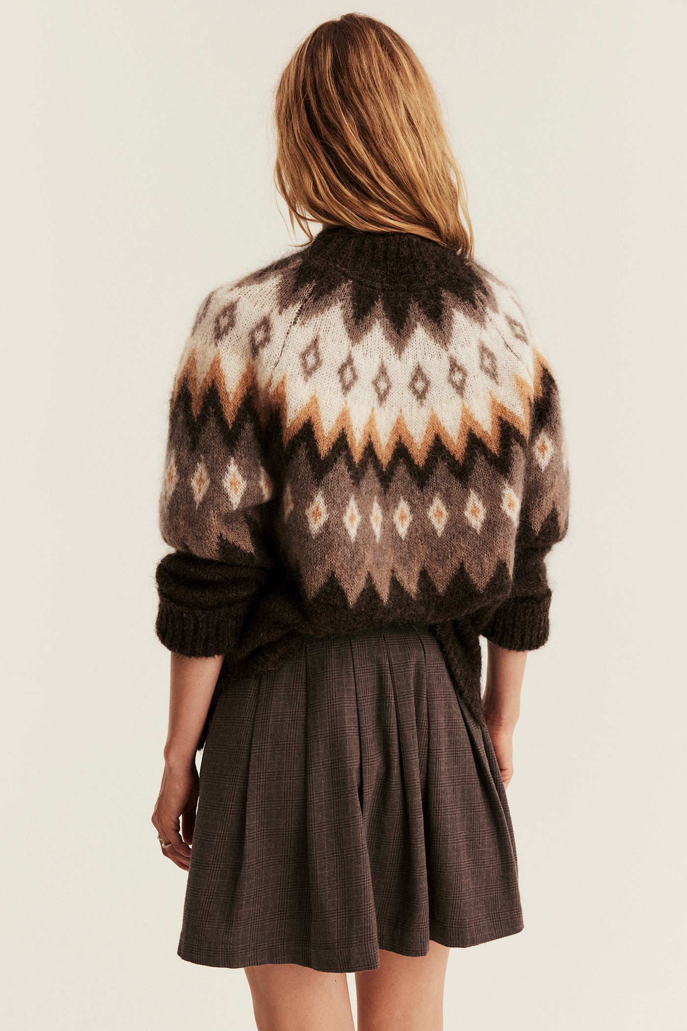 Women's brown short checked skirt