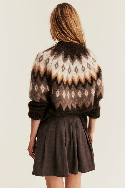 Women's brown short checked skirt