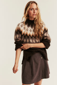 Women's brown short checked skirt