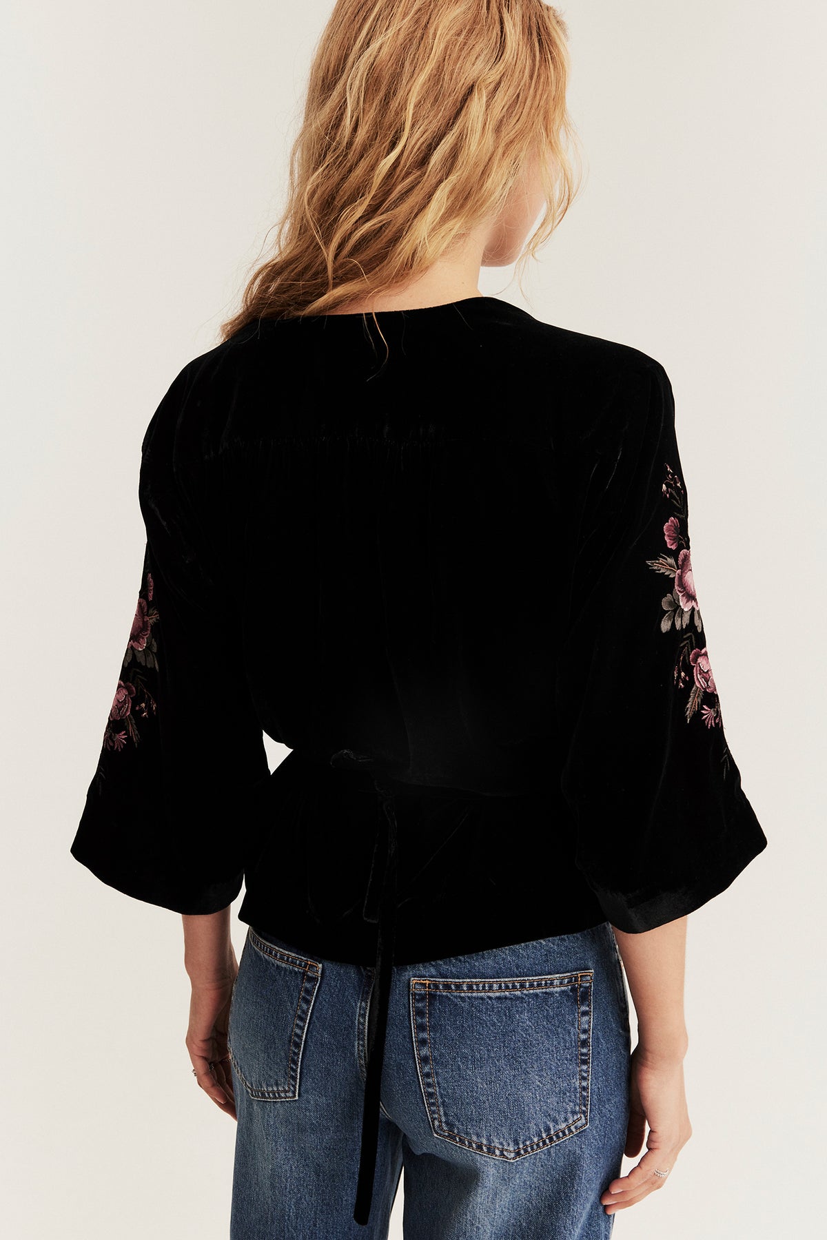 Women's black velvet blouse