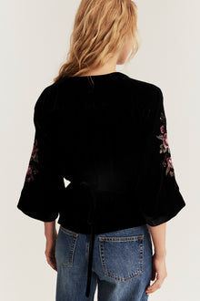 Women's black velvet blouse